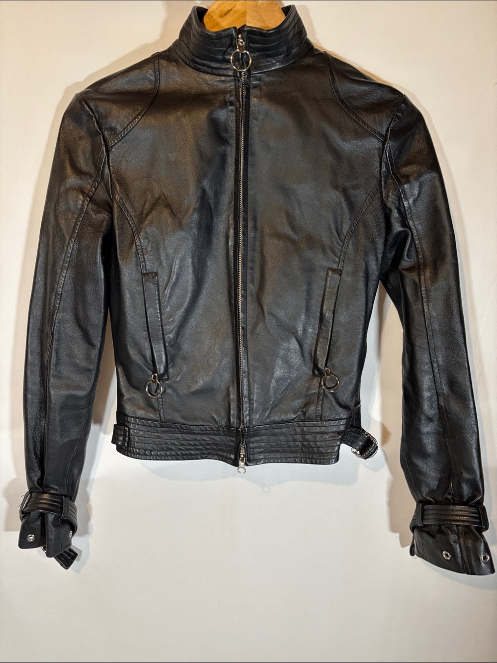 Mendocino Black Leather Zip-Front Moto Jacket